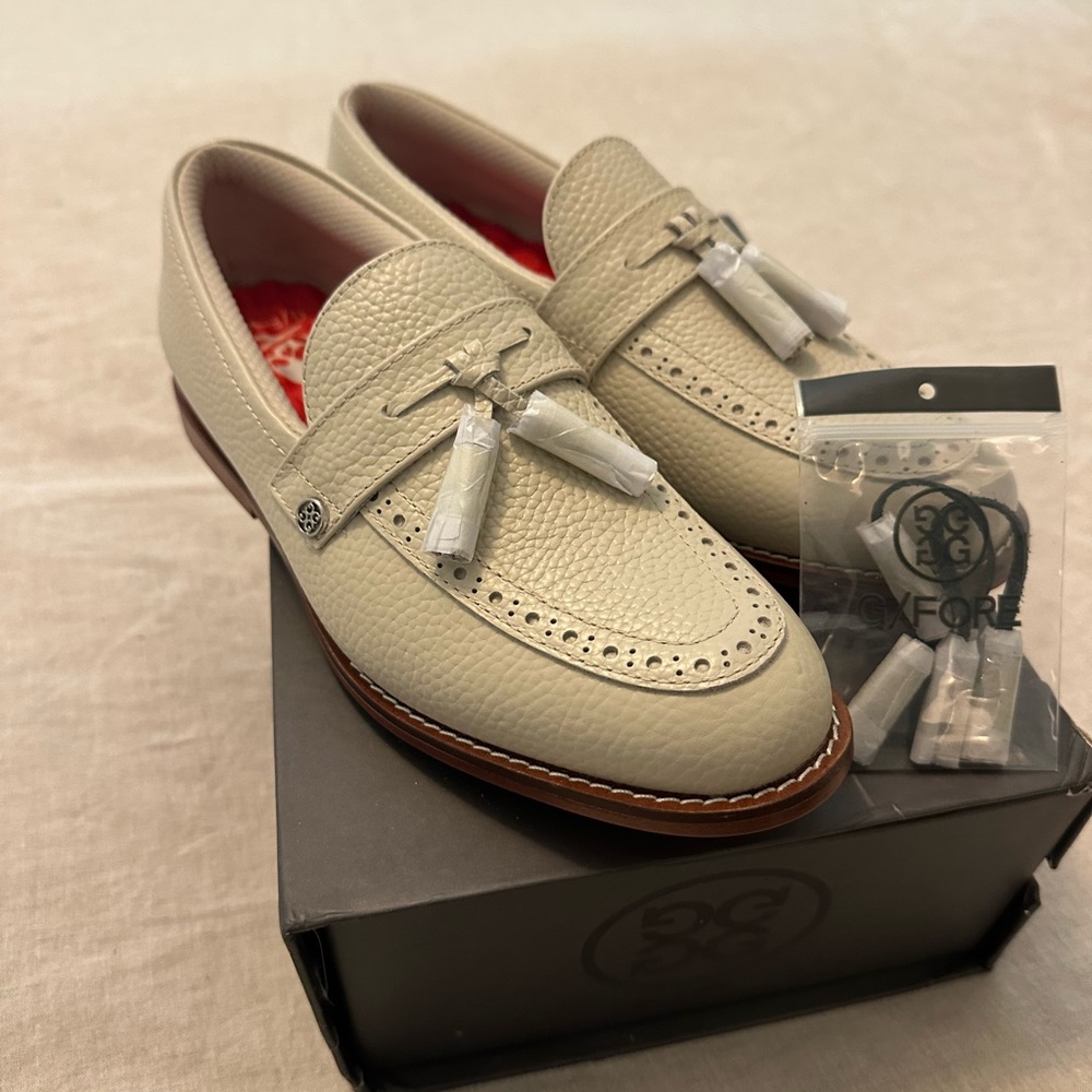 G/FORE Cream Leather Loafers